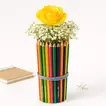 Vibrant Yellow Rose and Pencil Bouquet: A Creative Floral Arrangement