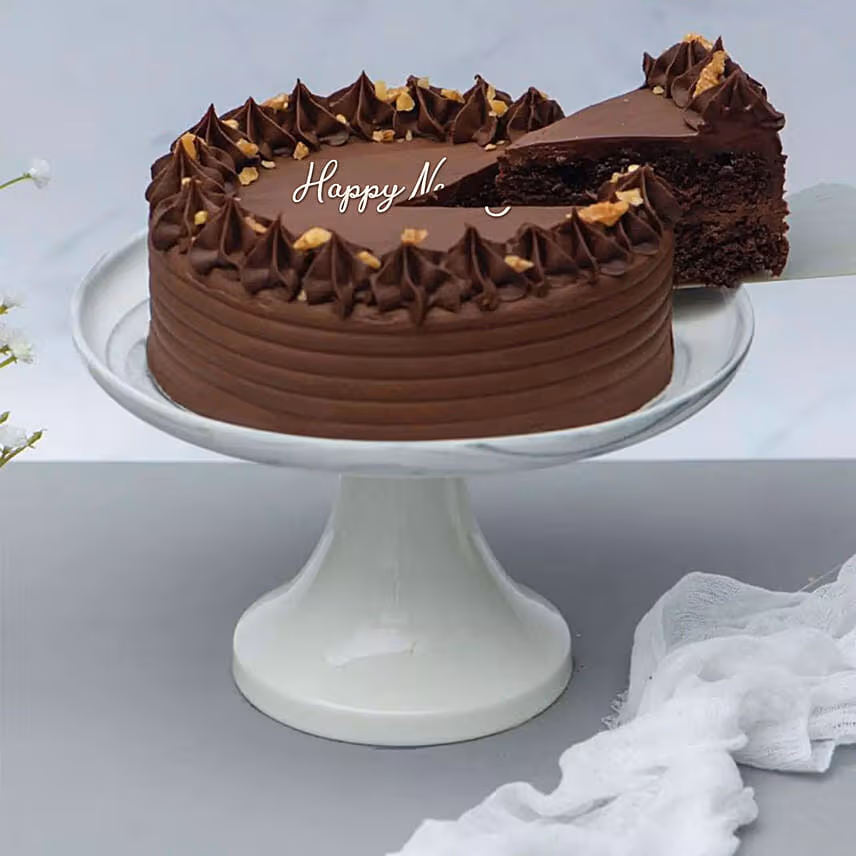 Happy New Year Crunchy Walnut Chocolate Cake