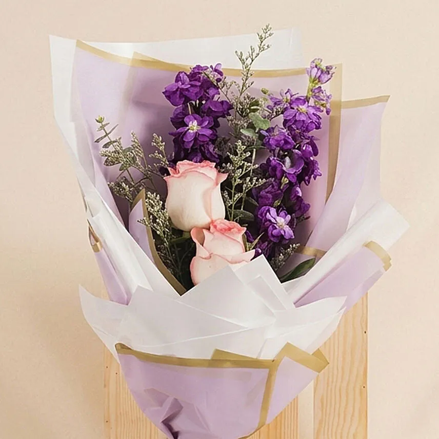 Imposing Matthiola & Roses Bouquet