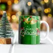 Personalized Green Merry Christmas Mug with Custom Photo