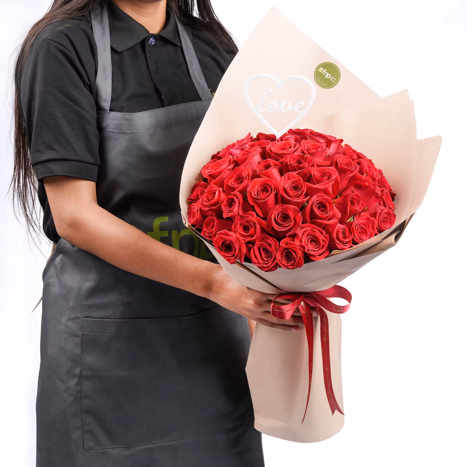 Luxurious 50 Red Roses with Heart Topper – Ultimate Expression of Love