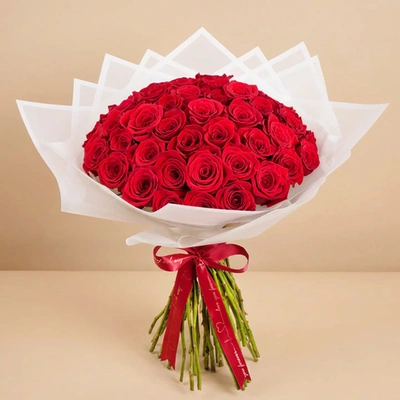 Passion's Embrace: Luxurious 50 Red Roses Bouquet