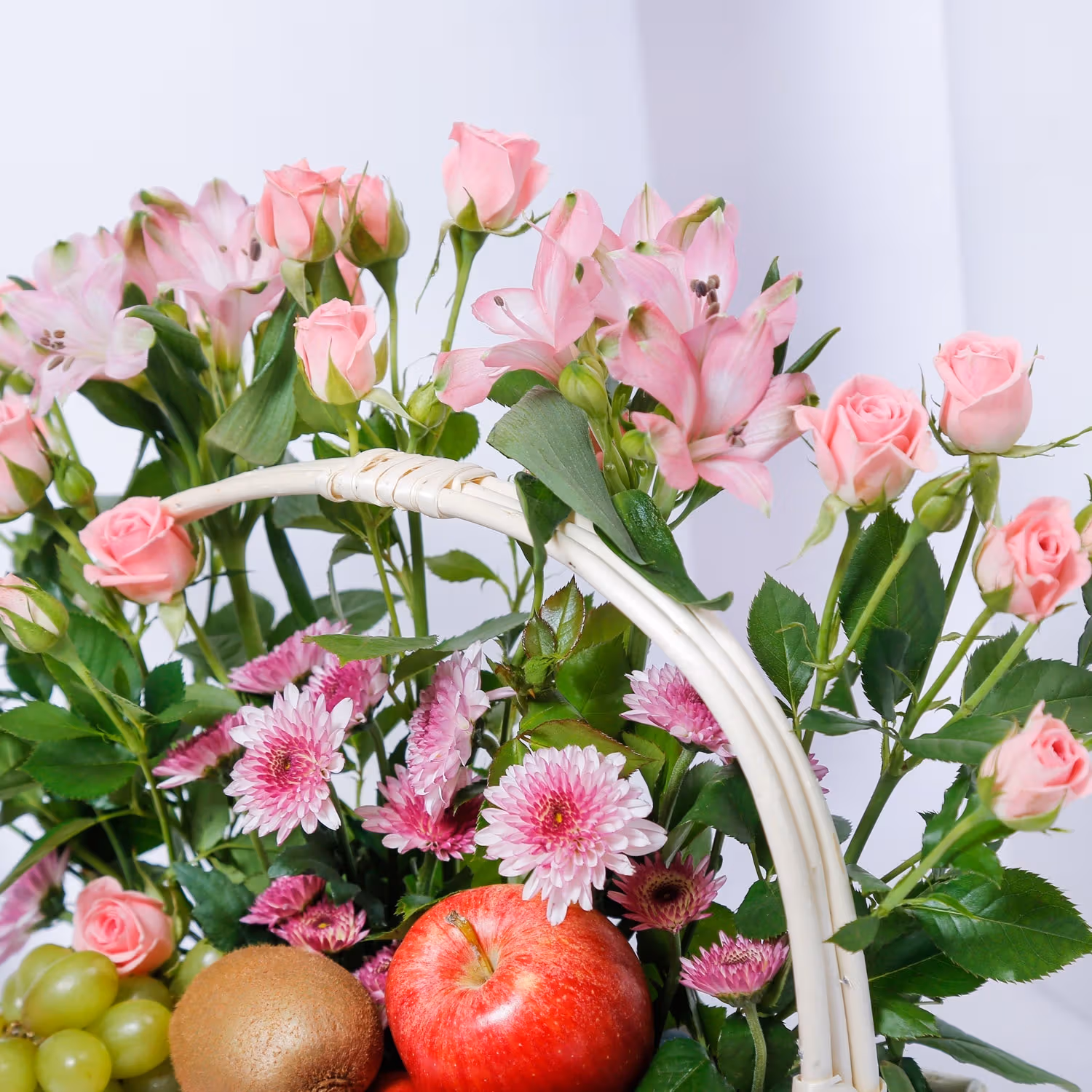 Exquisite Healthy Choice Basket: A Floral and Fruit Delight