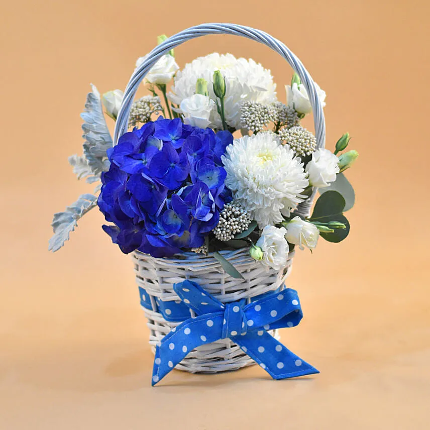 Beautiful Mixed Flowers Round Basket