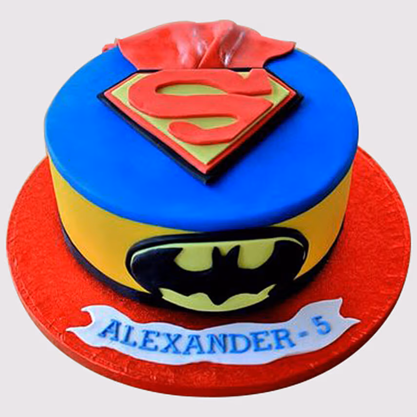 Batman Superman Fondant Truffle Cake
