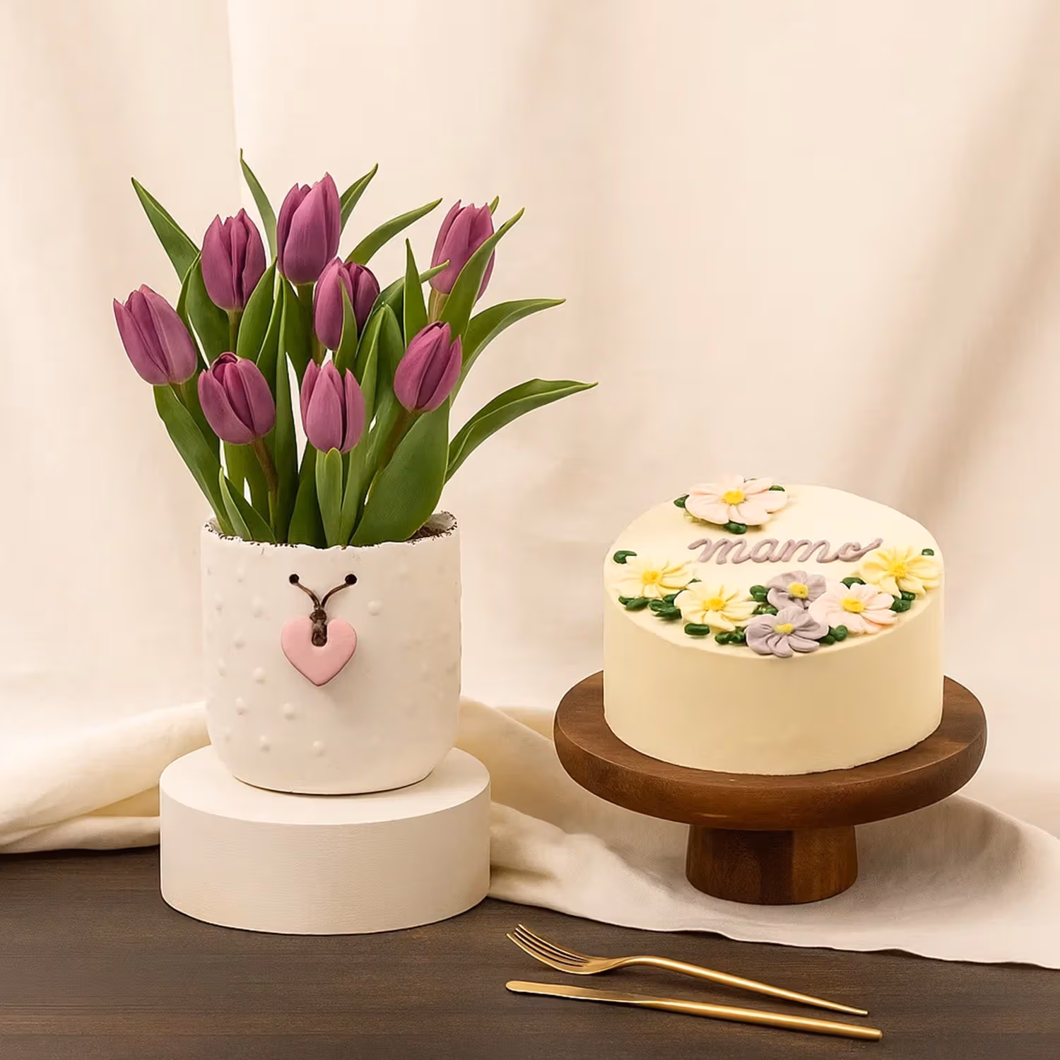 Purple Tulip Exquisite White Vase  - Flowers