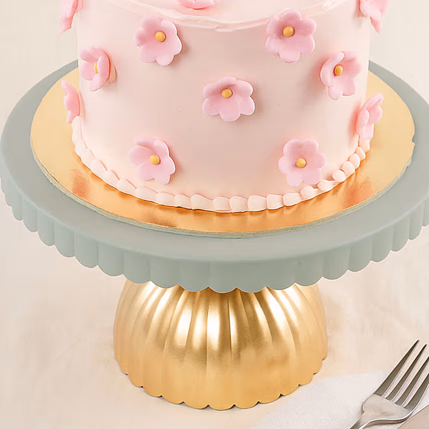 Pink Flowers Celebration Cake Vanilla