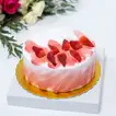 Exquisite Hand Bouquet in Jute Wrap with Strawberry-Topped Chocolate Cake