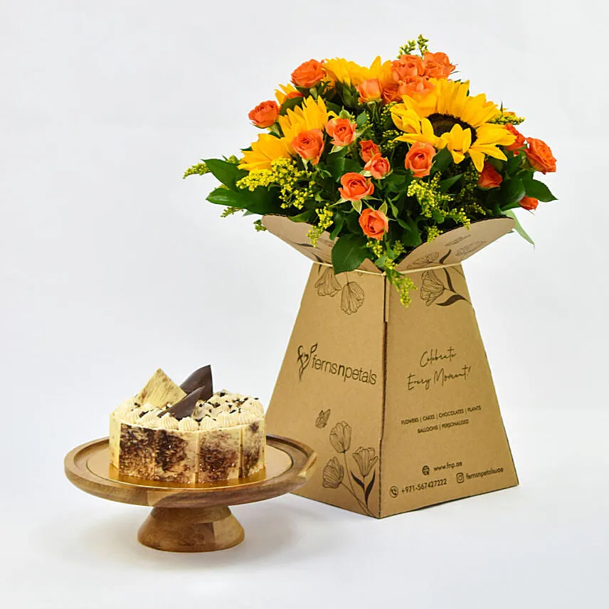 Vegan Butterscotch Cake with Flowers
