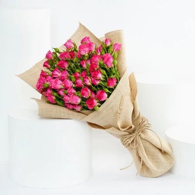 Exquisite Bold & Blooming Dark Pink Spray Roses Bouquet