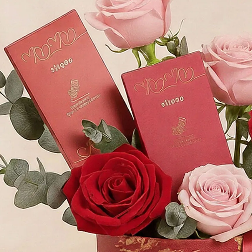 Valentines Roses and Chocolate Box