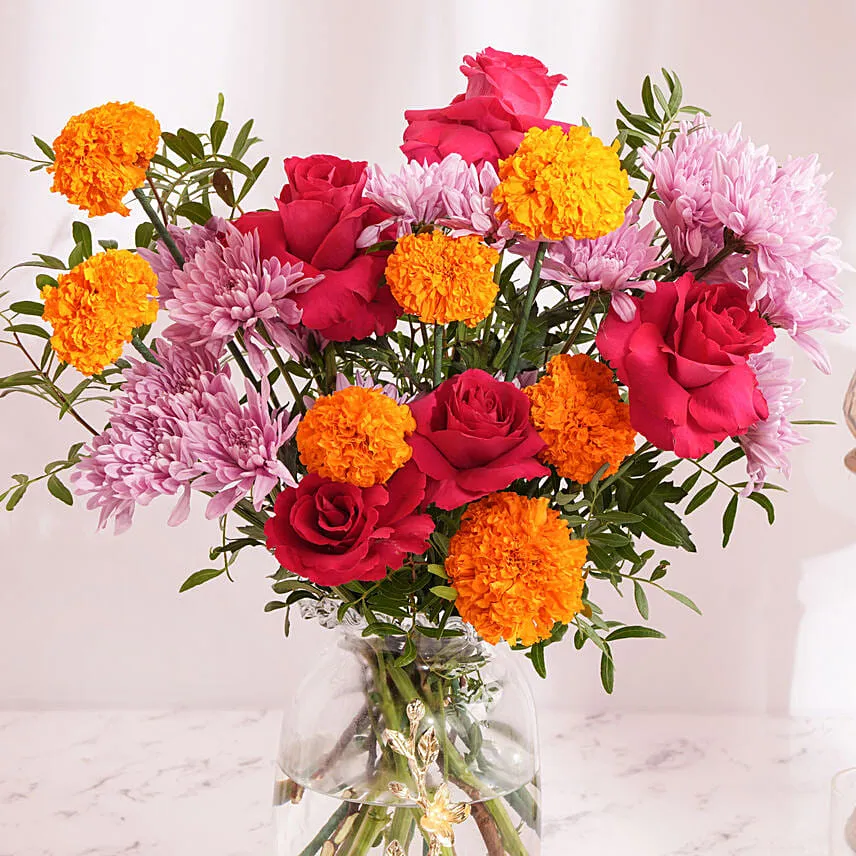Bright Flowers In Premium Vase