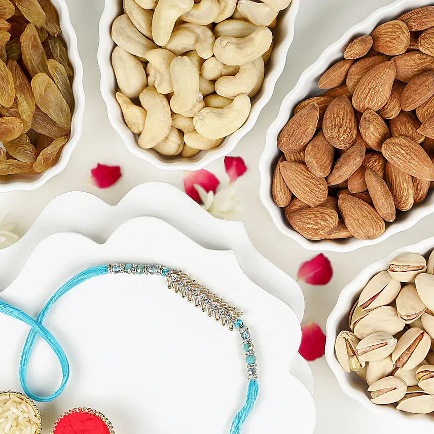 Glittering Grandeur Rakhi N Mixed Nuts