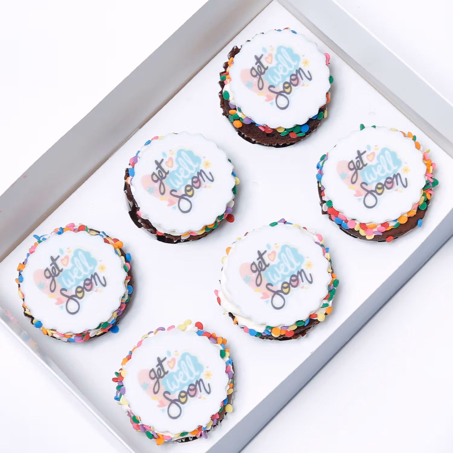 Delicious Vanilla Get Well Soon Cupcakes - Set of 6