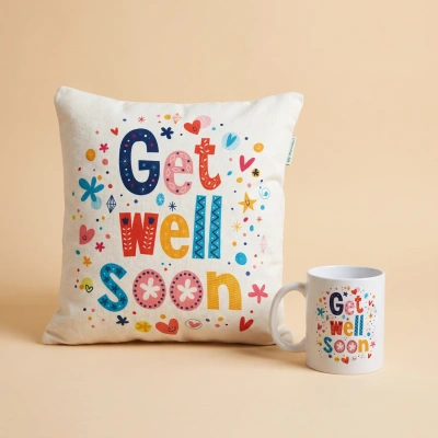 Get Well Soon Cushion and Mug Gift Combo