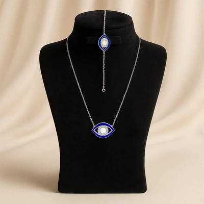Blue Eye Guardian Necklace & Bracelet Set - Sterling Silver Protection Jewelry
