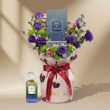 Velvet Rose Essence Bouquet with Blue by Ahmed Perfume