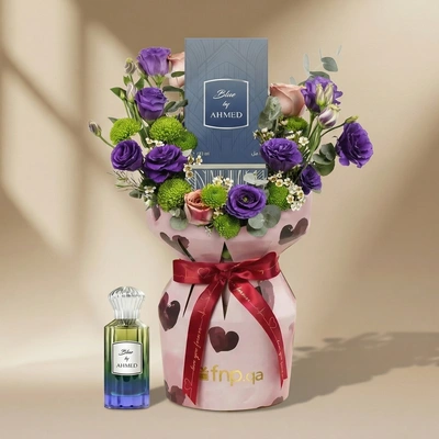 Velvet Rose Essence Bouquet with Blue by Ahmed Perfume