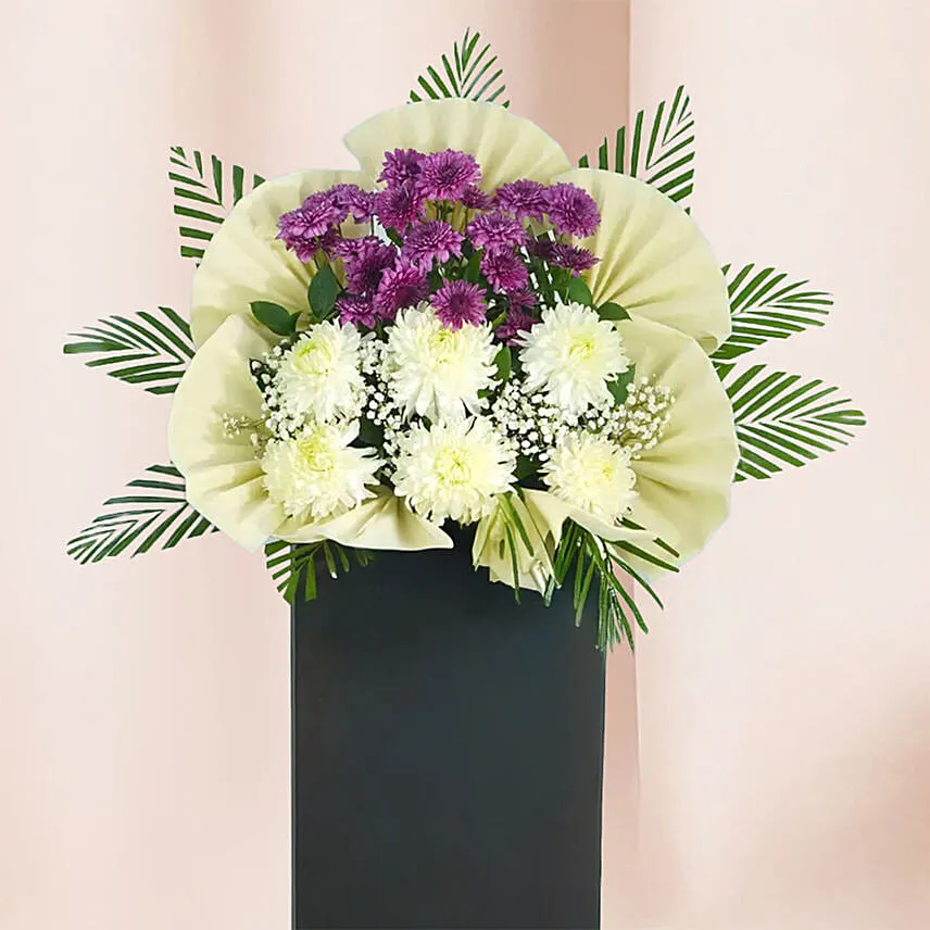 Eternal Condolence Mixed Flowers Black Stand