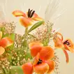 ترتيب أنيق لزهور التوليب البرتقالية في مزهرية بيضاء مصممة