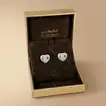 Omnia Signature Heart Earrings in 18K White Gold with Diamonds