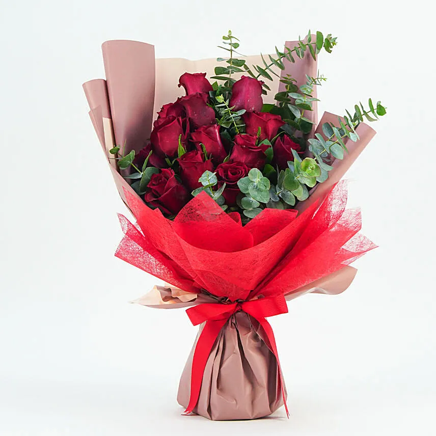 13 Roses Bouquet With Teddy