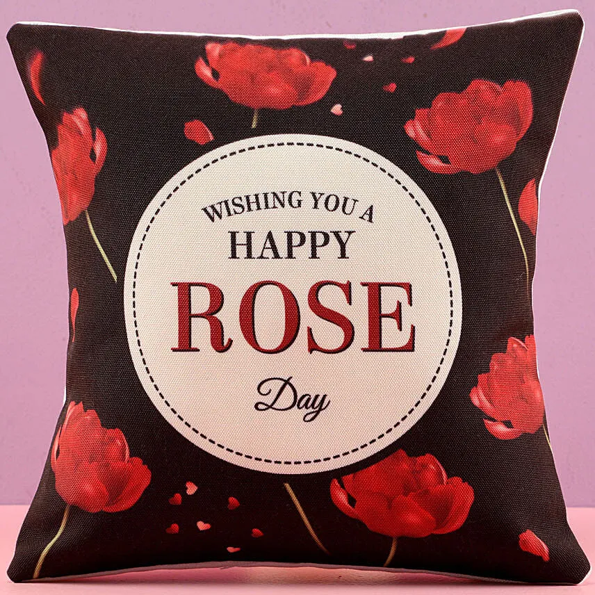 Rose Day Greetings Printed Led Cushion