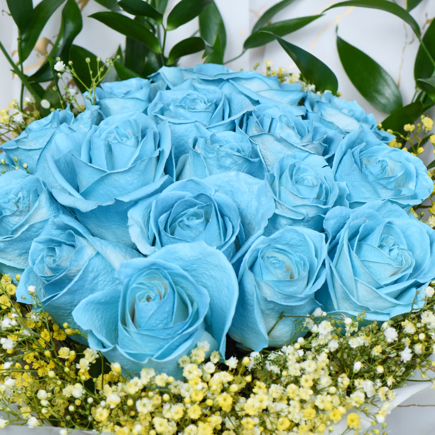 White Roses in a Blue Sea - Bouquet