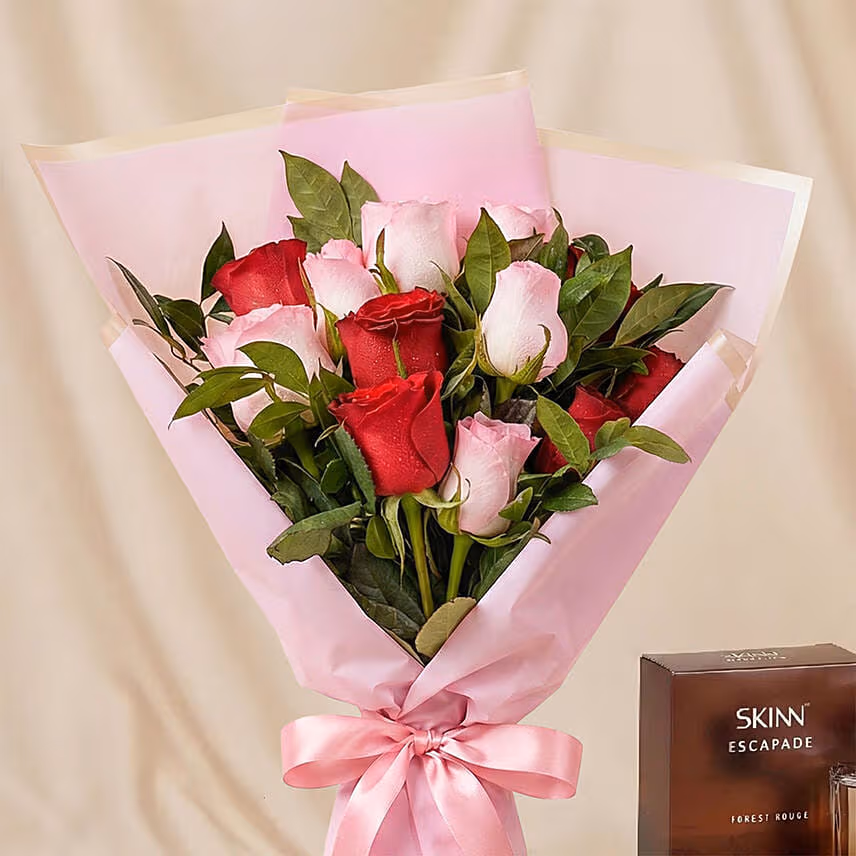 24 Mixed Rose Bouquet with Titan Perfume For Him