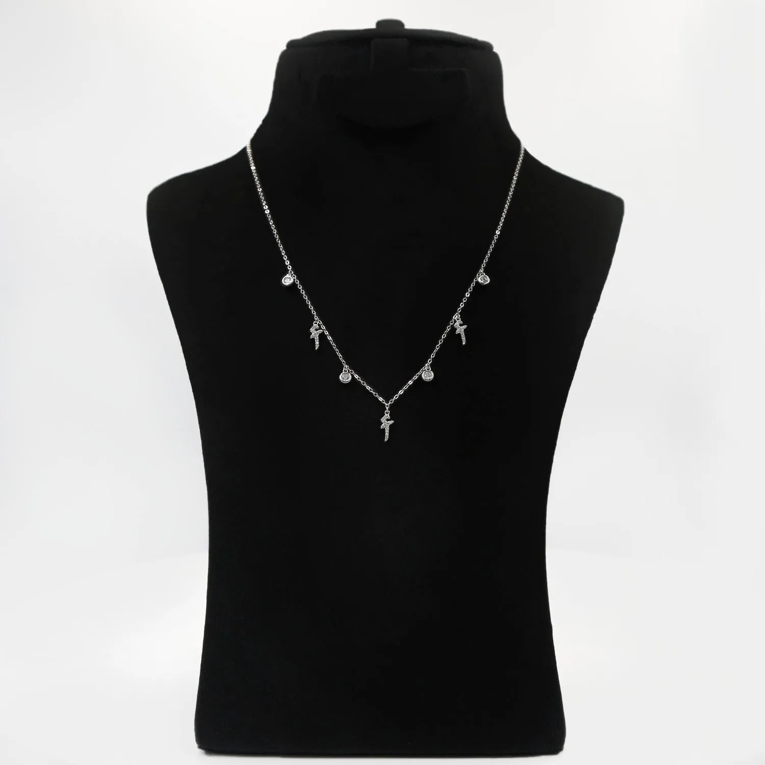 Elegant Sterling Silver Necklace with Arabic Letter A & Crystal Accents