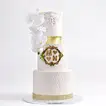 Choco Elegance Engagement Cake with Floral & Gold Accents