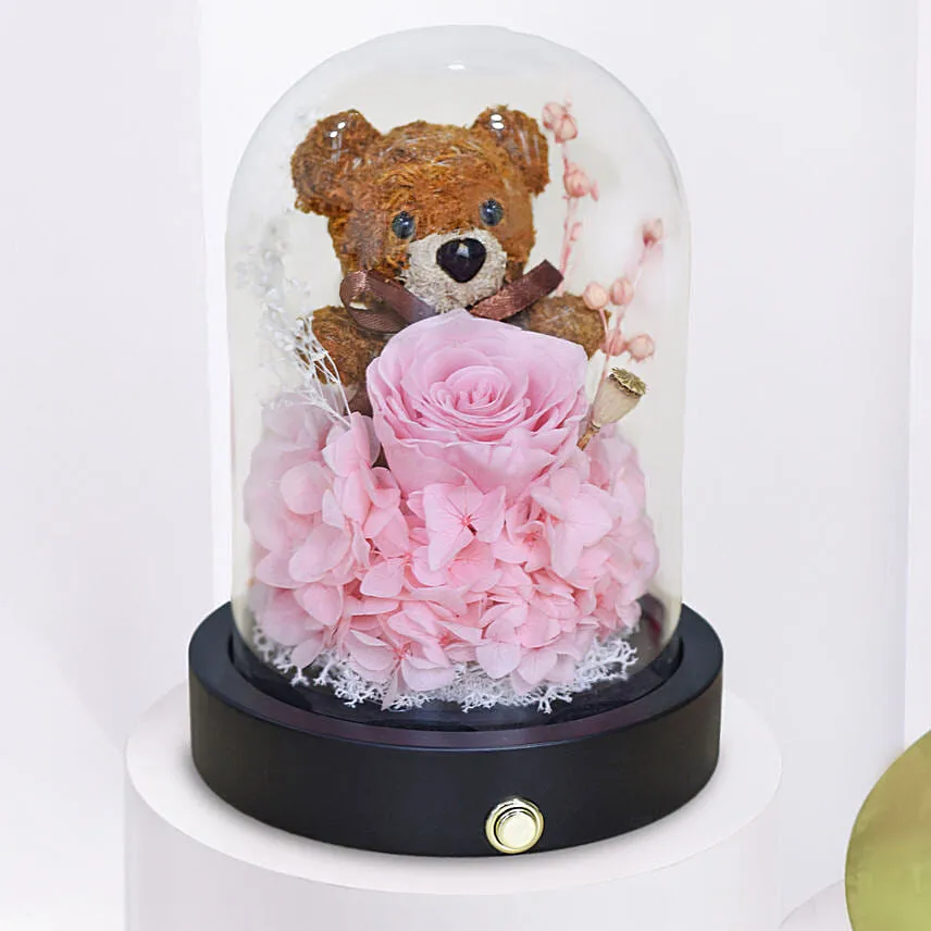 Forever Rose N teddy Dome with Cake