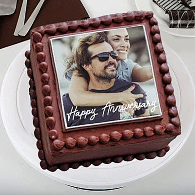 Personalized Square Truffle Photo Cake | Half Kg - Perfect for Anniversaries