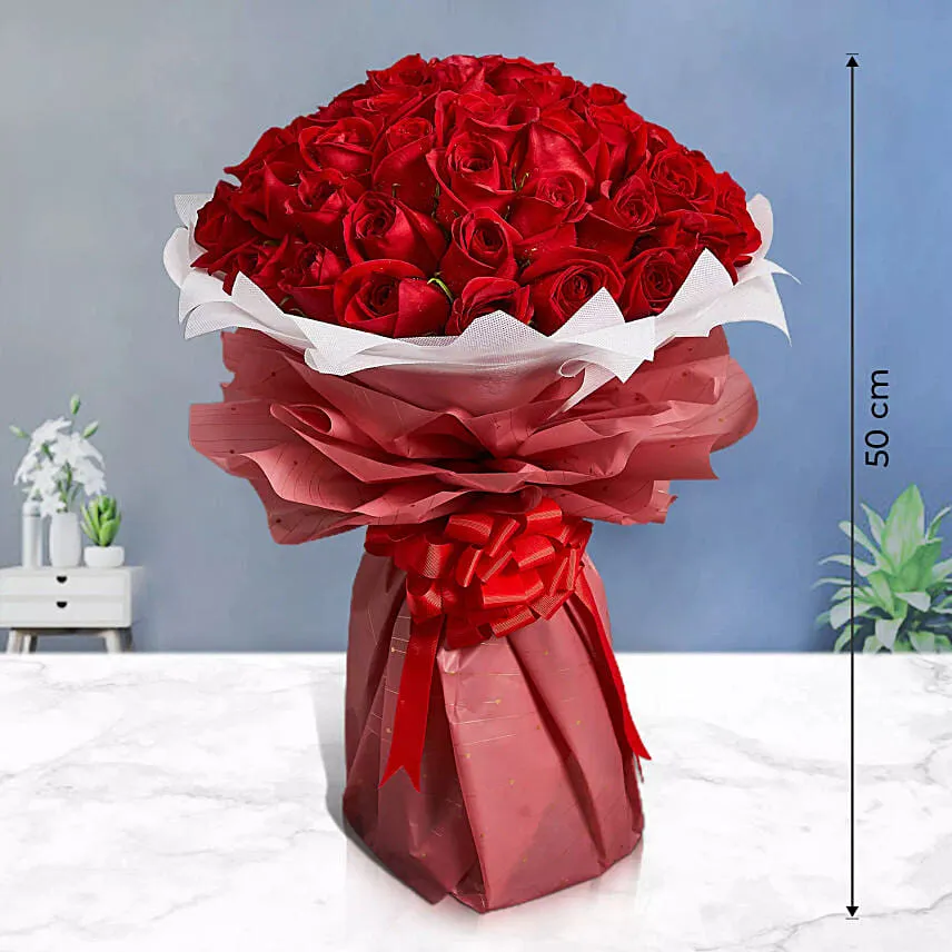 Premium 50 Red Roses Bouquet