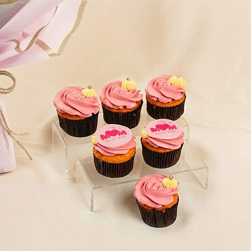 Flowers and Cupcakes Combo â€“ Pink Blooms & Vanilla Treats