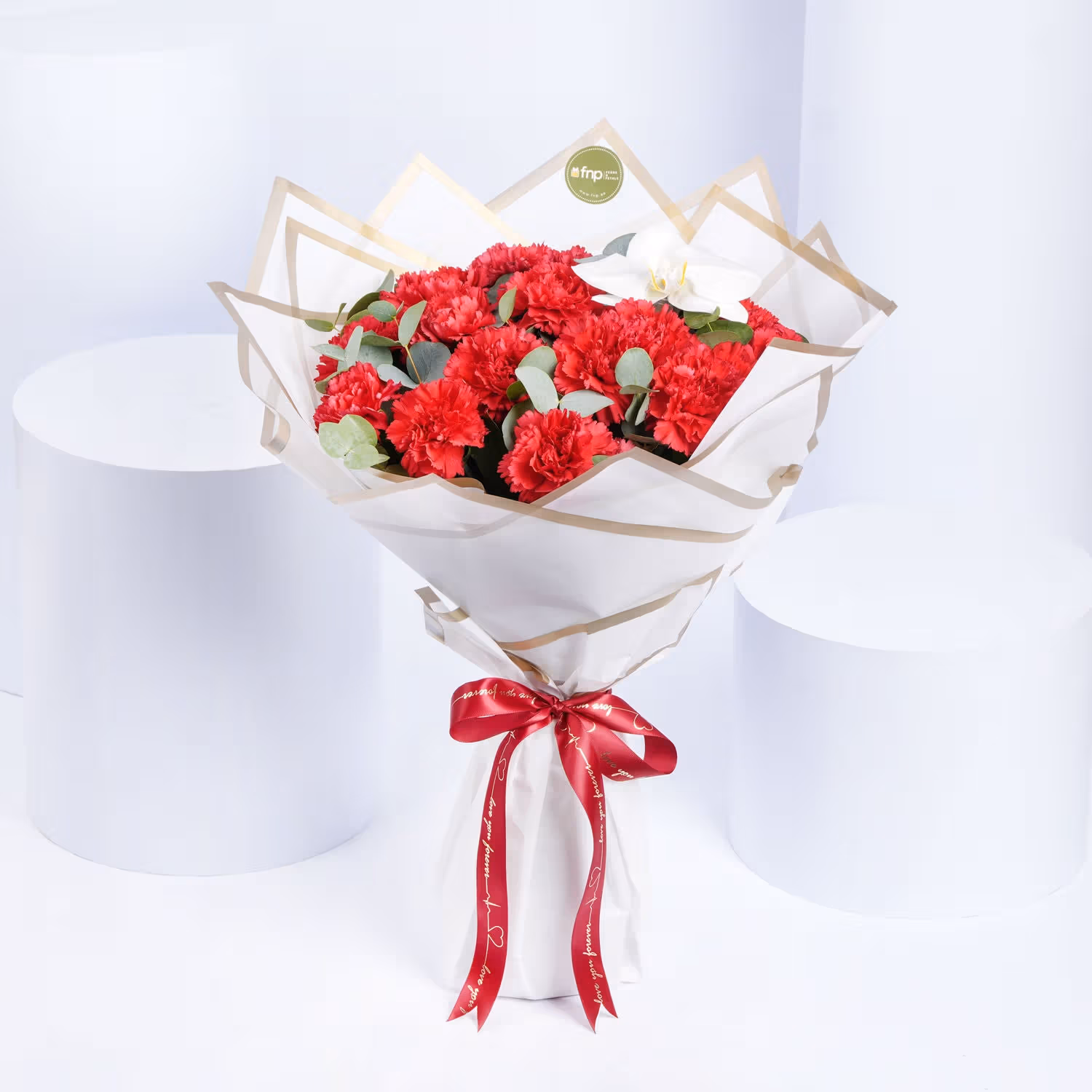 Whispers of Affection: Elegant Red Carnation Bouquet