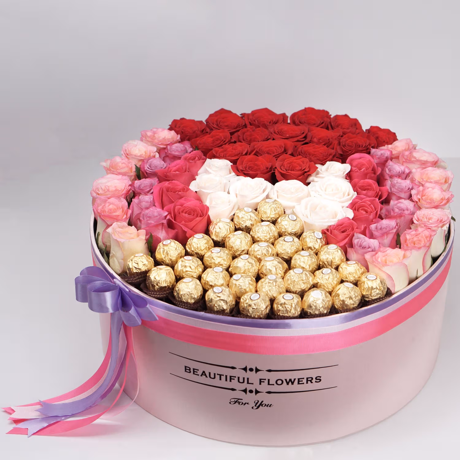 Glorious Mixed Roses & Ferrero Rocher Box