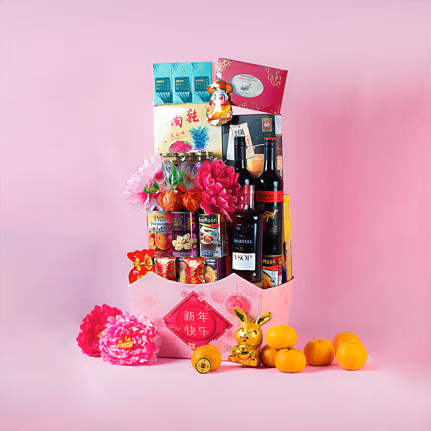 Assorted Goodies Leather Gift Basket