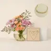 Elegant Mother's Garden: Floral Arrangement & Gold-Finish Necklace Gift Set