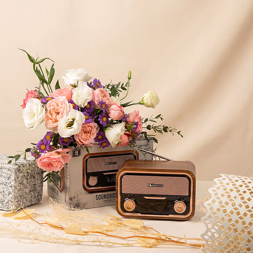 Nakamichi Retro Music Station with Flowers