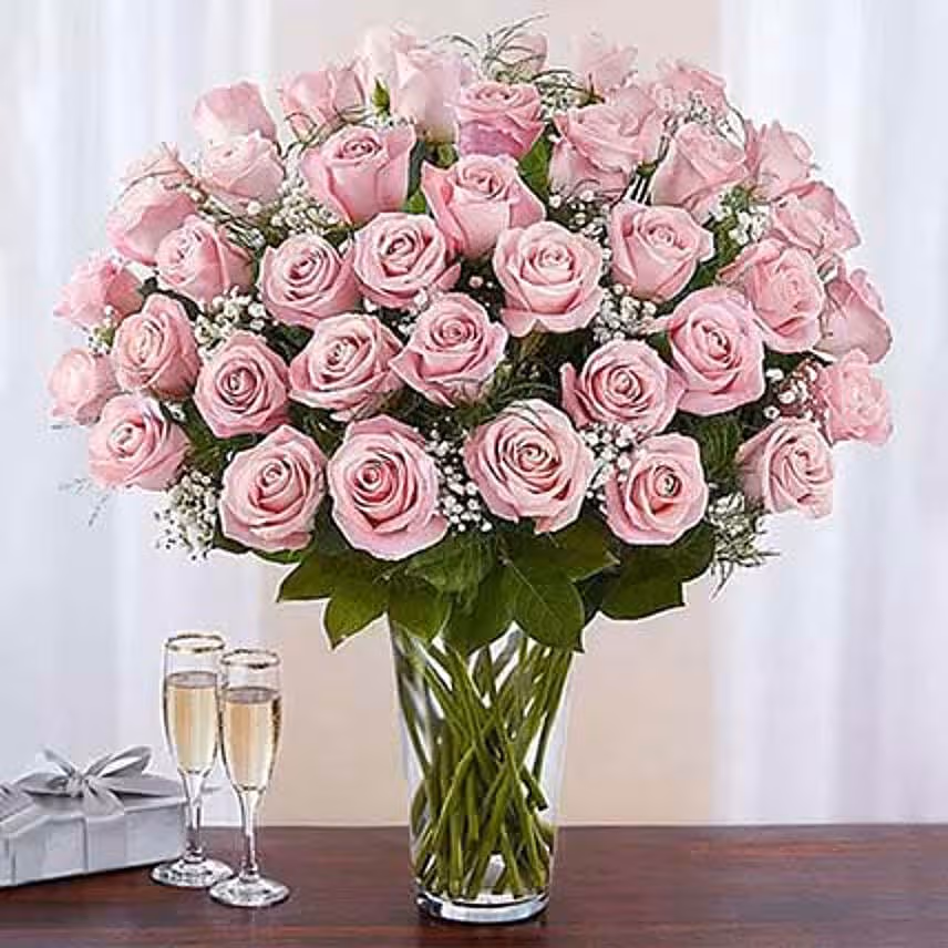 Bunch of 50 Gorgeous Pink Roses for Mothers Day