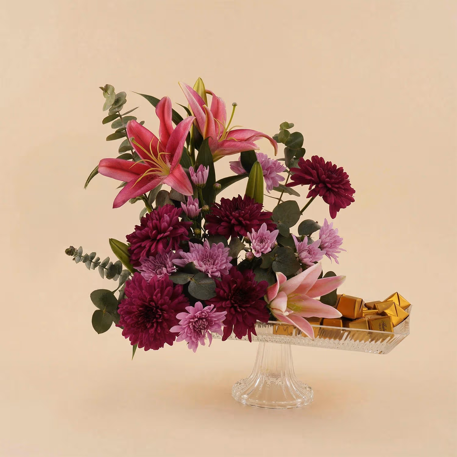 Majestic Flower & Chocolate Crystal Pedestal Tray