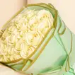 Elegant Bouquet of 30 White Roses with Pink Ribbon