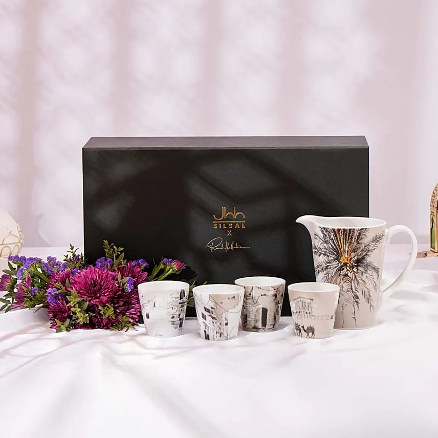 Set of 4 Cups N Jug Naseem by Silsal