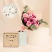 Elegant Pink & Purple Rose Bouquet with Silver Blossom Jewelry Set