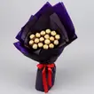 Luxurious Blue Ferrero Rocher Chocolate Bouquet with Red Satin Ribbon