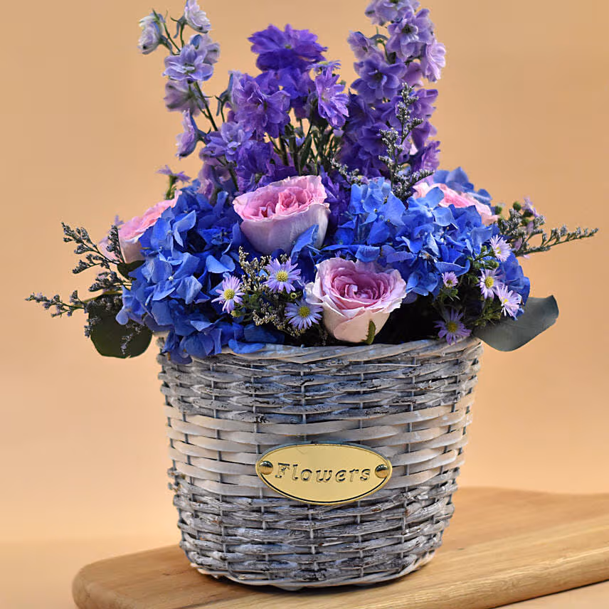 Charismatic Flowers Willow Basket