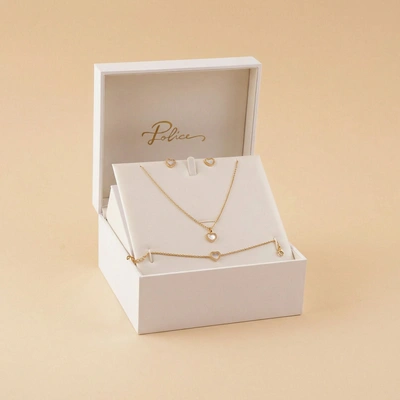 Police Pearl Heart Jewelry Set