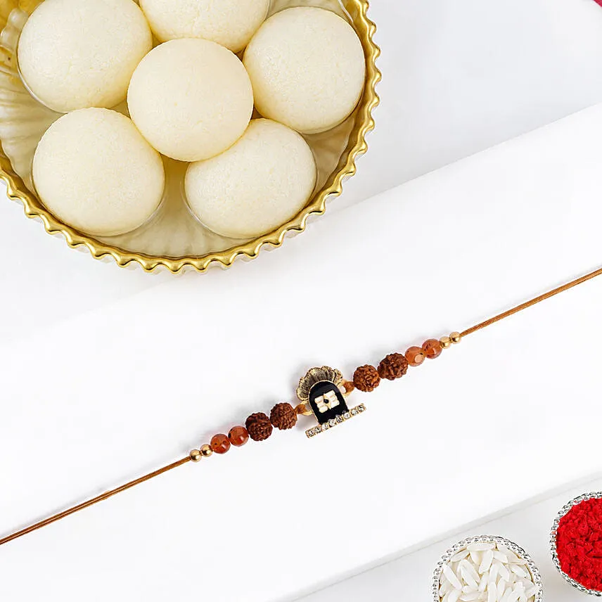 Divine Shiva Rudraksha Rakhi with Rasgulla