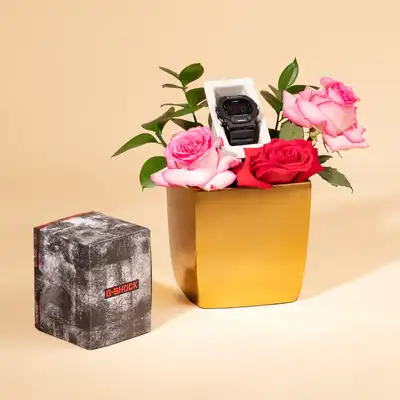 CASIO G-SHOCK GBD 200 Men's Sports Watch with Elegant Floral Arrangement